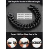 FaithHeart Mens Black Bracelet, 17mm Width Stainless Steel Wrist Bracelets