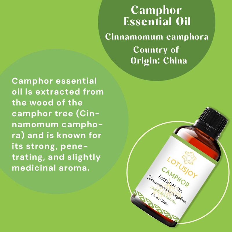 LOTUSJOY Camphor Oil, Pure Natural Camphor Essential Oil for Diffuser,