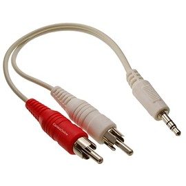CablesOnline 6 in. 3.5mm Stereo Plug to 2-RCA Male Audio Y-Splitter Cable, White (AV-Y11W)
