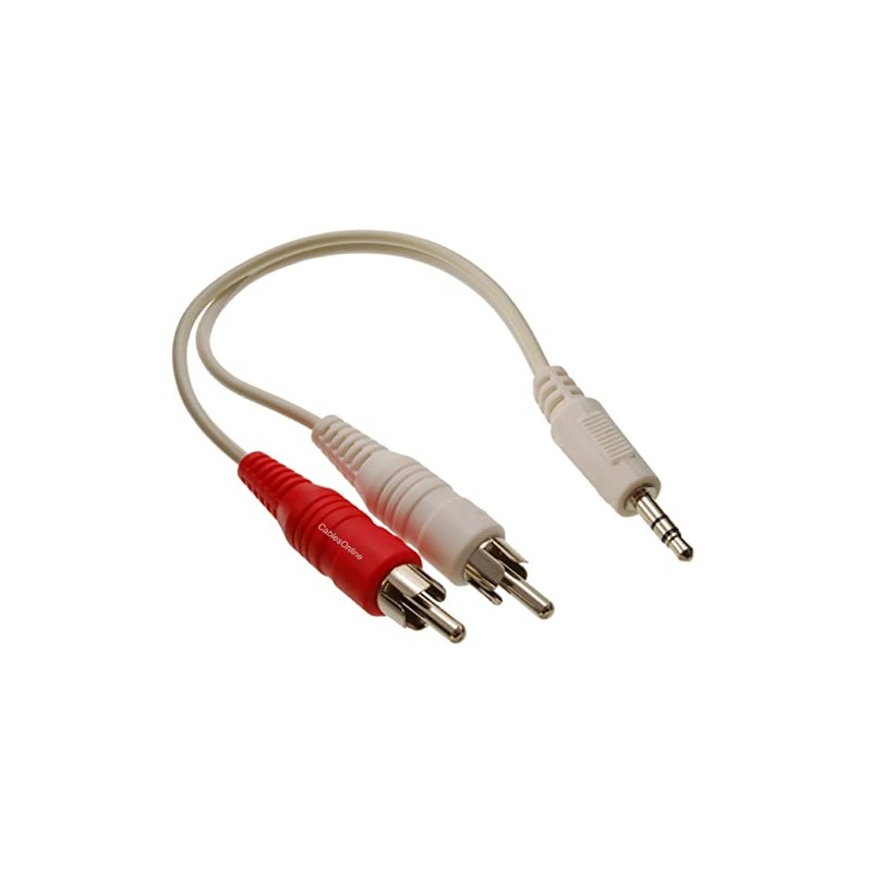 CablesOnline 6 in. 3.5mm Stereo Plug to 2-RCA Male Audio