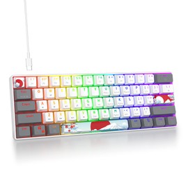 iTastatur 60% Mechanical Keyboard 61-Key Wired Gaming Keyboard with Red Switch RGB Lighting Effect PBT Keycaps Ultra-Compact Mini Keyboard Suitable for Win/Mac(61 White)