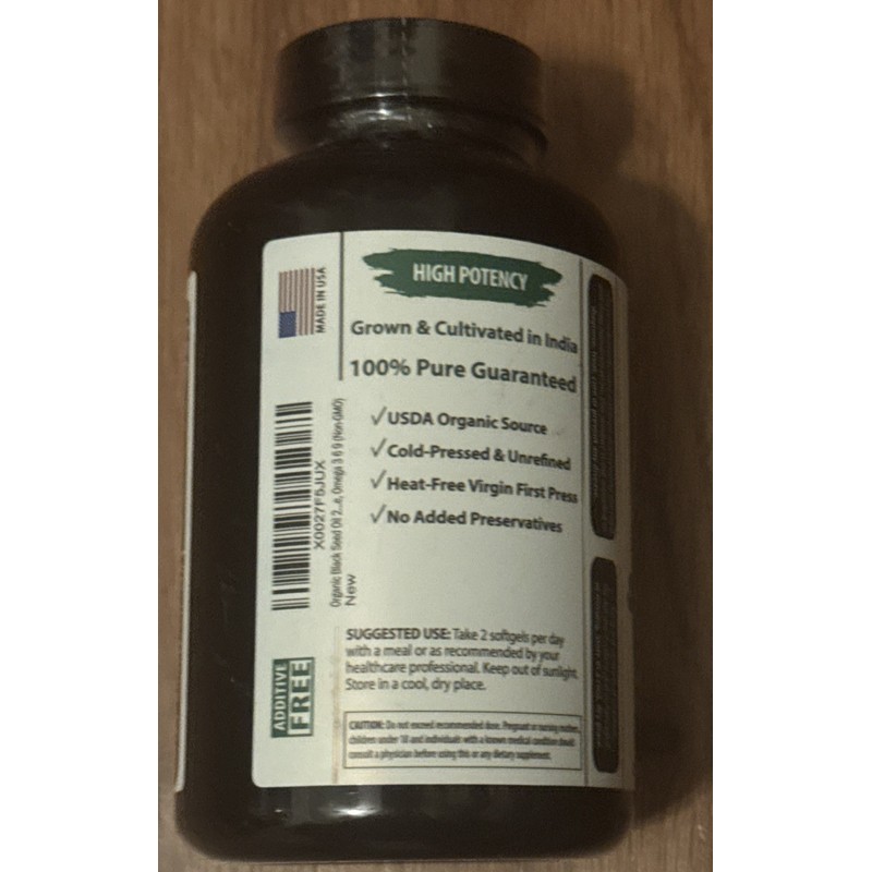 Mother Nature Organics- Black Seed Oil Capsules- 2000mg- 180ct