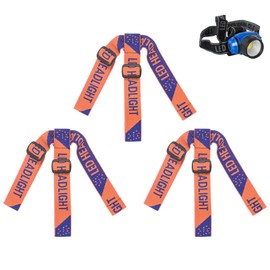 M METERXITY 3-Pack Headlamp Strap Replacement Headband, High Elastic Headlamp Adjustable Bicycles Head Band Belt for Flashlight Camping Riding [Orange Red,Blue, 1.65"/42mm]