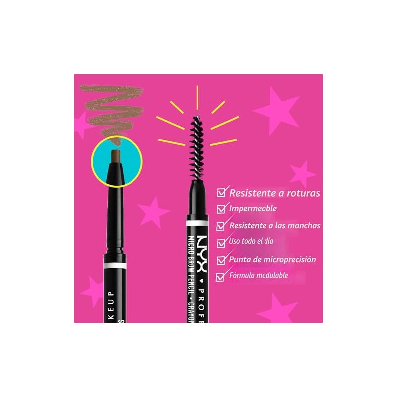 NYX PROFESSIONAL MAKEUP Lápiz micro para cejas, lápiz de cejas
