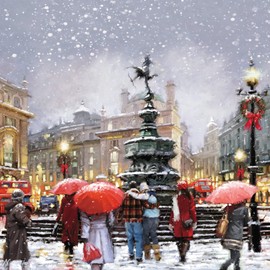 Artistic Christmas Cards (MED5734) London in the Snow Scenes - Box of 16 Cards - 4 Designs