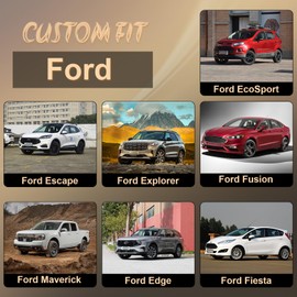 Joy Forserve Front Car Seat Covers for Ford,Leather Waterproof Seat Protector Custom Fit Ford Escape Explorer Fusion Maverick Edge Excursion Fiesta,Partial Back Coverage,2 Pack,Black