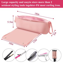 Nerjan Hair Tools Travel Bag with Heat Resistant Mat, Neoprene Portable Organizer for Flat Irons, Straighteners, Curling Irons, and Hair Care Accessories with Interior Pockets Great Travel Essentials