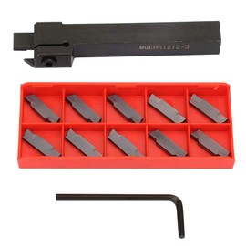 Tool CNC Cutting Turning Inserts,MGEHR1212-3 Lathe Cut Off Grooving Parting Tool Holder with 10pcs Inserts