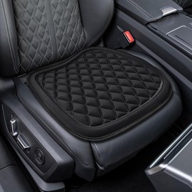 Rebvugr Car Seat Bottom Cover, Car Seat Cushion, Breathable Anti-Slip Bottom Seat Cushion Mat Pad, Breathable Leather Cushion Protector Universal for Most Cars, SUVs (Black)