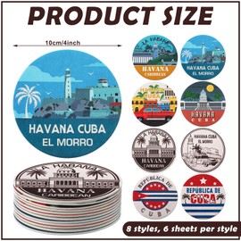 FoldTier Set of 48 Havana Print Disposable Paper Drink Coasters for Bar Bulk 4 Inch Round Cup Beer Coasters Absorbent for Havana Nights Party Supplies Summer Hawaii Tropical Table Decoration