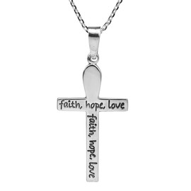AeraVida Simple Faith, Hope, Love Cross .925 Sterling Silver Pendant Necklace | Inspirational Christian Jewelry for Women | Elegant Cross Necklace
