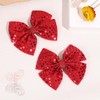 OAOLEER 2PCS Hair Bows for Girls, Red Sparkly Glitter Toddler