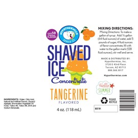 Tangerine Shaved Ice and Snow Cone Flavor Concentrate 4 Fl Ounce Size (makes 1 gallon of syrup with sugar and water added)