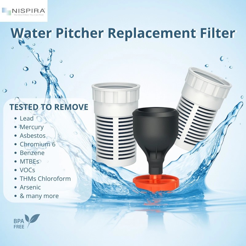 Nispira Water Filter Replacement for Alexapure Seychelle Water Pitcher, 1