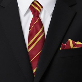 Puistr Boys Tie and Pocket Square Set Pre-tied Kids Necktie Age 8-12 Years Wedding Graduation School Uniforms with Gift Box