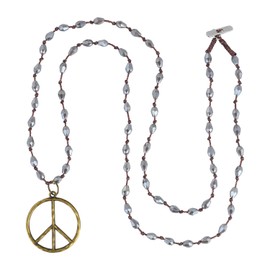 KELITCH Multi-Color Crystal Long Chain Halskette Peace Sign Anhänger Halskette Bohemian Handmade Freundschaft Halskette (55A)
