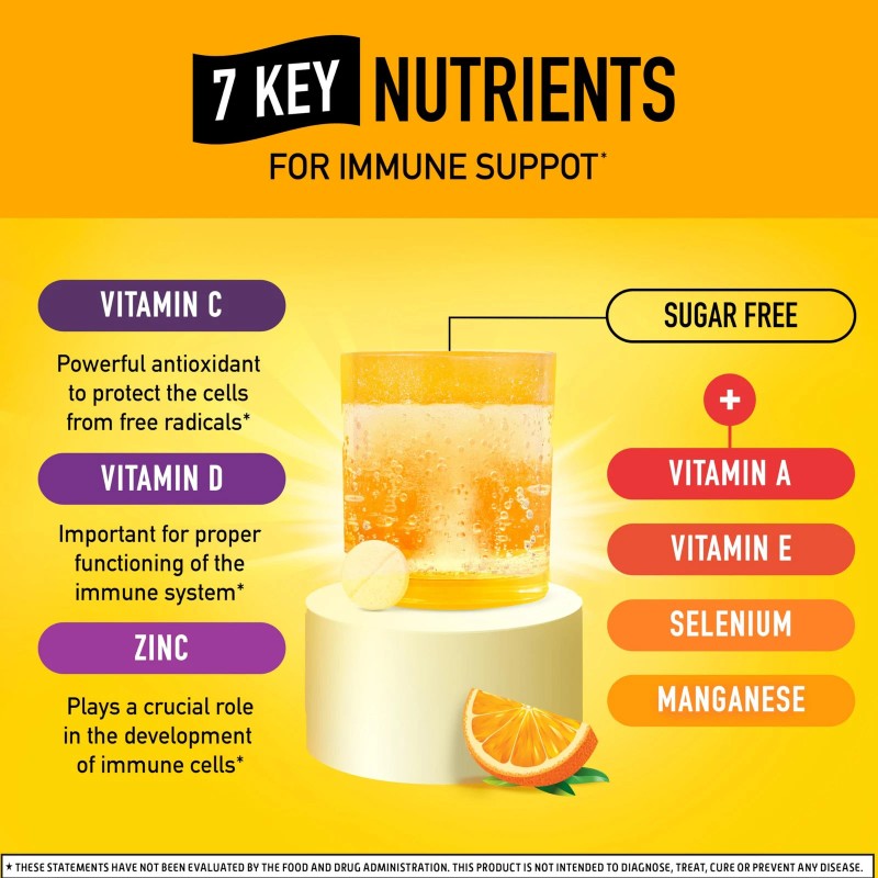 Airborne Vitamin C 1000mg (per serving) - Airborne Zesty Orange