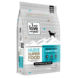I AND LOVE AND YOU Nude Super Food Dry Dog Food - Salmon + Whitefish - Prebiotic + Probiotic, Grain Free, Real Meat, No Fillers, 23lb Bag