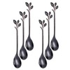 Turbokey Black Leaf Coffee Spoon Set of 6,Ice-Cream Tea Stirring