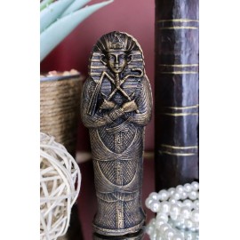 Ebros Bronze Small Ancient Egyptian Pharaoh King Tut Sarcophagus With Mum 5.5" H