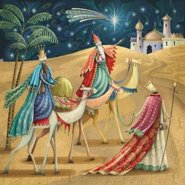 Marie Curie Three Wise Men Christmas Greeting Cards, 10 Pack, 14 x 14 cm, Envelopes Included, FSC Board, Made in UK