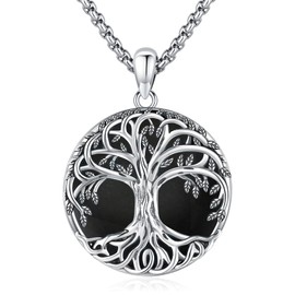 Eusense Tree of Life Necklace 925 Sterling Silver Pendant Tree Life Gifts Jewellery Women Ladies Girls Mother's Day Father's Day, Sterling Silver, No Gemstone