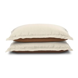 PureCare Pillow Sham Set + Cooling/Rayon Made from Bamboo, Queen, Ivory/Clay