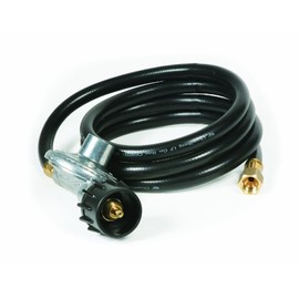 Camco Camper/RV Low Pressure Gas Regulator w/ 6’ Hose | Features Excess Flow & Thermal Protection | Type-1 Acme Connection & 3/8” Female Flare Swivel Nut | Rated for 70,000 BTUs/Hour (57703)