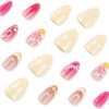 Flower Press on Nails Short Medium Almond Fake Nails Yellow