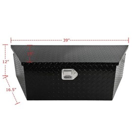 wangtney 39 Inch Trailer Tongue Box Aluminum Trailer Tool Box for Storage Toolbox with Lock & 2 Keys, Black, 39" x 16.5" x 12"