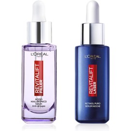 L'Oréal Paris Routine Day and Night Anti-Wrinkle Serum with Hyaluronic Acid, Peptides, Moisturises, Brightens and Replenishes + Laser Serum with Retinol, Anti-Ageing and Anti-Wrinkle Inspired by