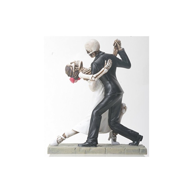 YTC Skeleton Face Wedding Couple in Dancing Position Statue Figurine