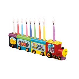Rite Lite Menorá de cerámica Chanukah Menorah Express, 11.5 Multicolor, Tren Hannukah, Menora, judío, festividades, Regalos, Bolsa de Regalo, Accesorios de decoración, Festival de Luces