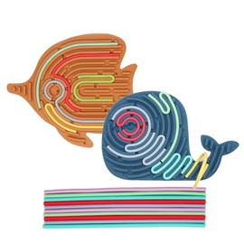 2 Pack Sensory Activity Board, Fidget Toys for Kids, Sensory Toys for Kids with Autism, ADHD, Stress, Calming, Double-Sided Silicone Toys, Birthday (Whales & Tropical Fish)