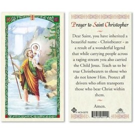 SF Prayer to Saint Christopher.Laminated 2-Sided Holy Card (3 Cards per Order)
