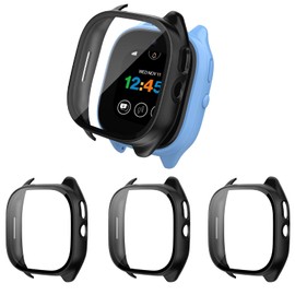 Snyeest [3-Pack] Case Compatible for Gizmo Watch 3 Screen Protector for Kids, Tempered Glass Bumper Cover Only Compatible with Verizon Gizmo Watch 3(Black+Black+Black)
