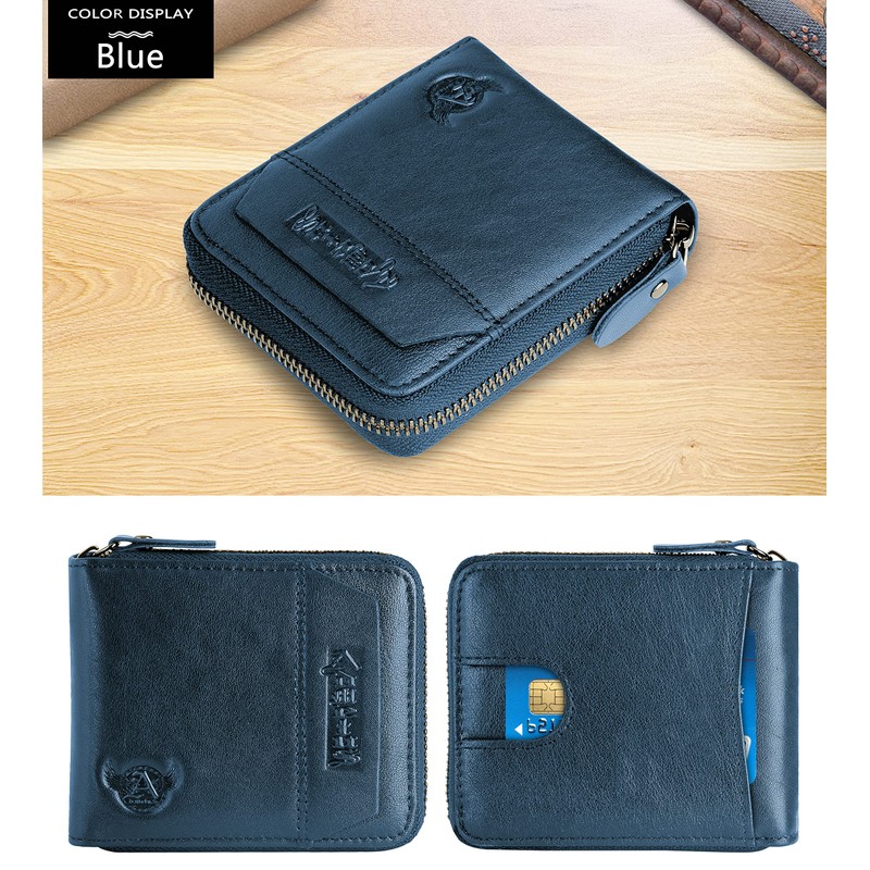 Admetus RFID Wallet for Men Leather Zip Wallet Bifold Card