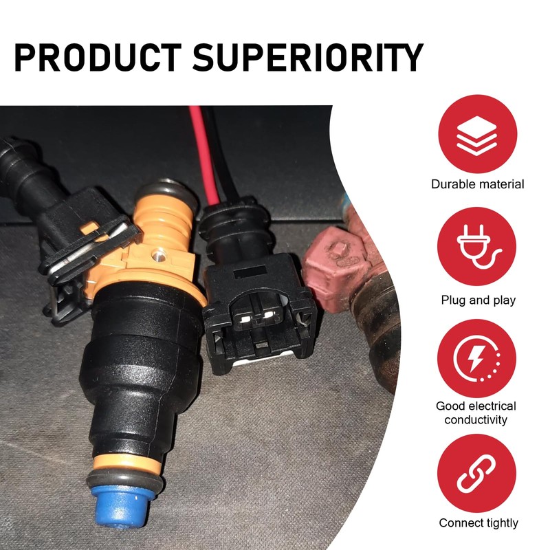 Opuweiy 4 PCS Fuel Injector Connector, Injector Socket with Extended