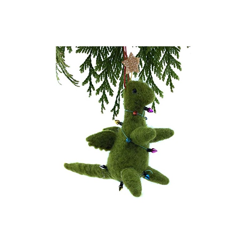 Dinosaur Christmas Tree Ornament, Wool