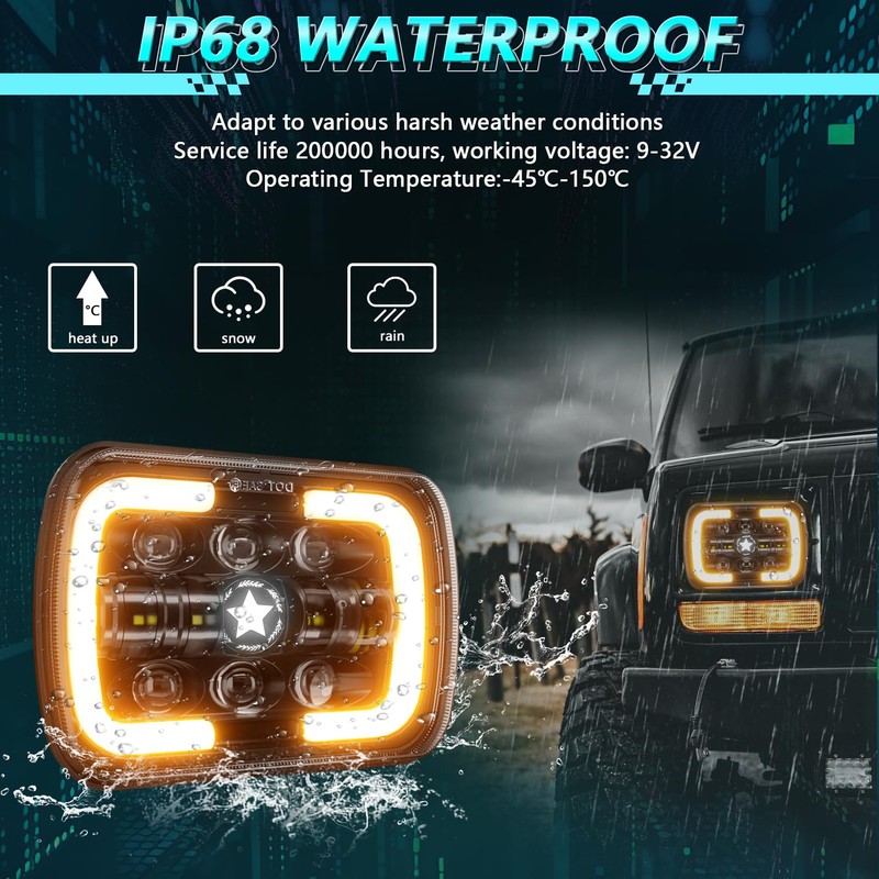 MONDEVIEW 5x7 LED Headlights 7x6 H6054 headlight led sealed beam