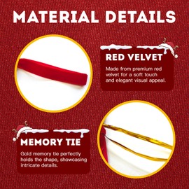 30pcs Velvet Bows for Christmas Tree, Christmas Tree Bows, Christmas Bows for Tree, Velvet Christmas Ornaments, Vintage Christmas Decor, Christmas Decorations for Wreath Garlands Home Holiday (red)