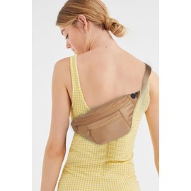 Telena Crossbody Fanny Pack for Women Men Fashion Waist Pack Belt Bag with 4-Zipper Pockets for Hiking Running Travel, Light Brown