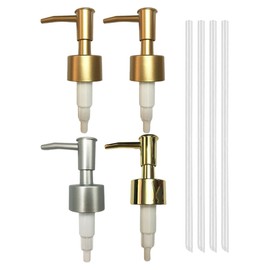 Soap Dispenser Pump Head Replacement, 4Pcs Lotion Dispensers Pump Heads with Tubes for 15 mm Thread Bottle, Spare Pump Bottle Dispenser for Kitchen, Bathroom, Hotels