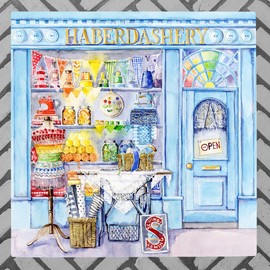 Global Designs Ceramic Wall Tile, 20x20cm, UV Printed Art Plaque Haberdashery by Val Goldfinch