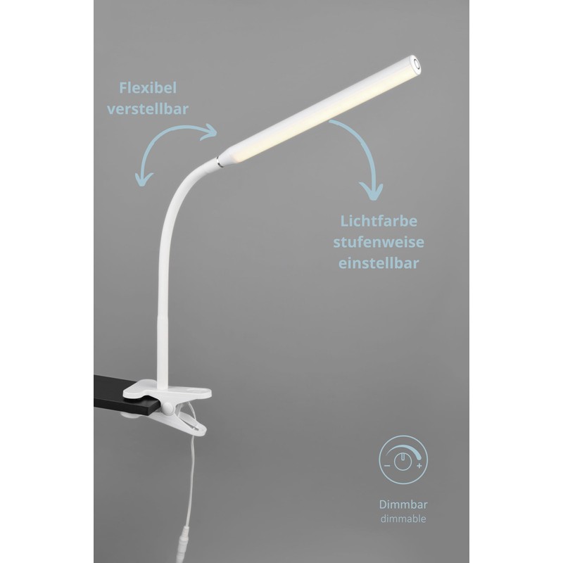 lightling Nella LED Clamp Light, Sensor Dimmer, On/Off Touch Function,