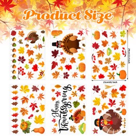 Eersida 142 Pcs Thanksgiving Fall Wall Decals Thanksgiving Turkey Wall Decals Autumn Leaves Decoration Turkey Stickers Maple Leaves Window Decor for Home Window Living Room Bedroom (Autumn Style)