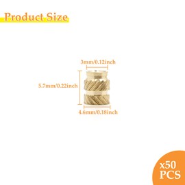 Pack of 50 threaded inserts, M3 insert nuts, brass embedding nuts, internal thread knurled nuts, thread insert for plastic parts in 3D printing parts