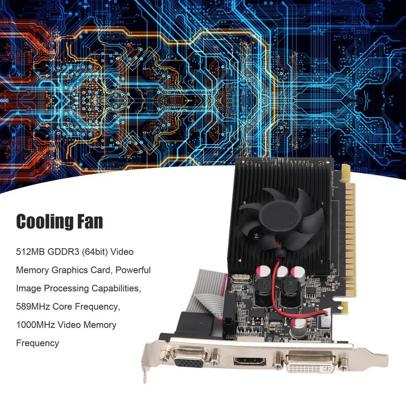 Graphics Card 589MHz Core Frequency 512MB GDDR3 Heat Dissipation VGA