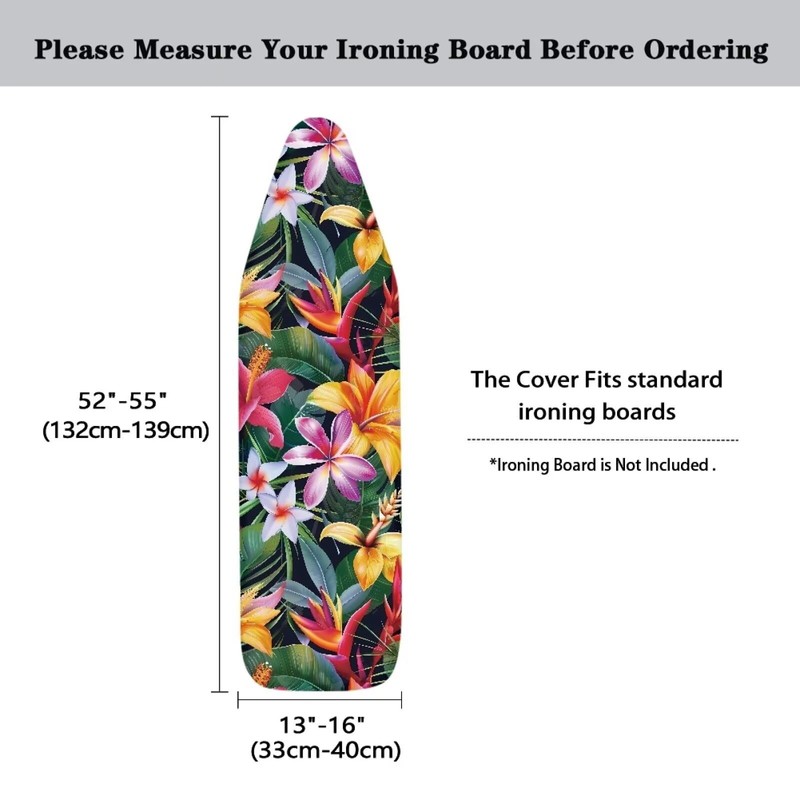 Vanideaoty Hibiscus Ironing Board Covers with Padding Standard Size Stain