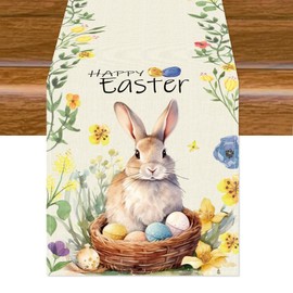 Aitsite Easter Table Runner, Easter Decoration Table Runner, Easter Table Runner, Spring, Easter Decoration, Modern Easter Table Runner for Indoor and Outdoor Party, Kitchen, Dining Table, Easter